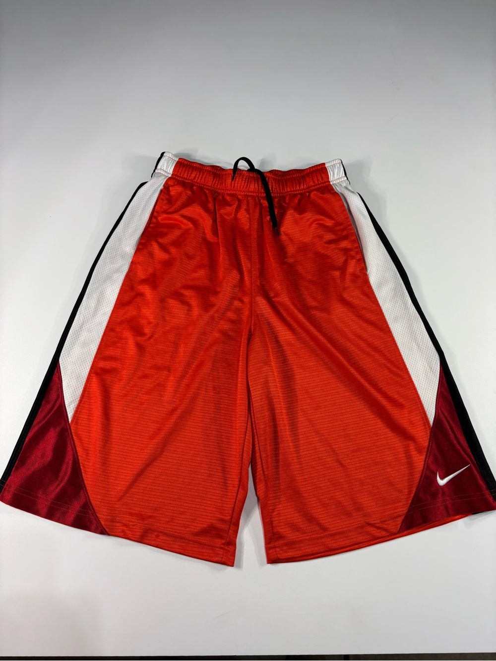 Vintage Nike Basketball Shorts Dazzle Shiny Sz XL Baggy Orange Red Y2K